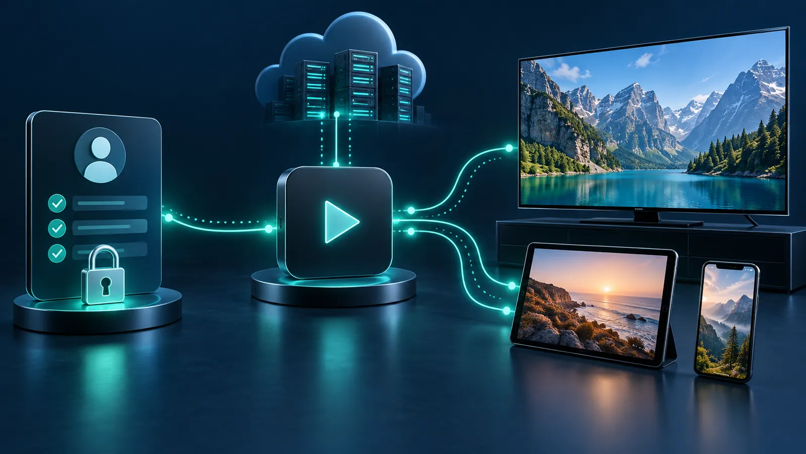 Subscription account connected to a player and multiple devices