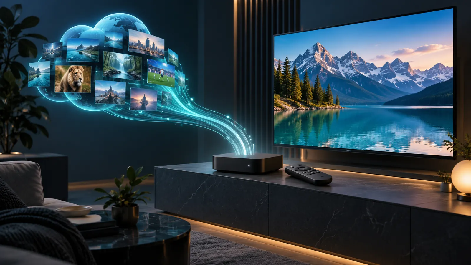 IPTV box subscription setup with television, box and remote