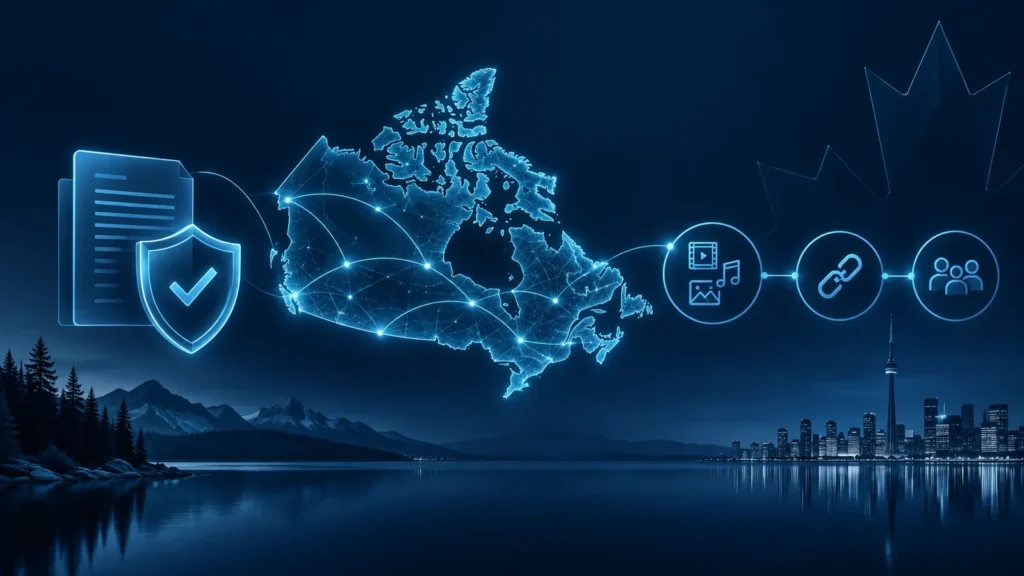 Canada-focused digital content and licensing concept