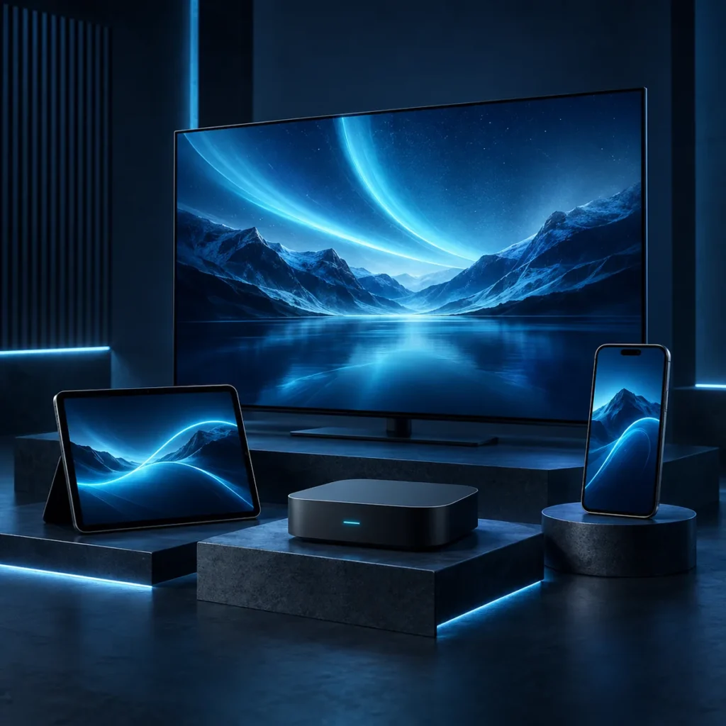Standard IPTV service on a television, tablet and smartphone